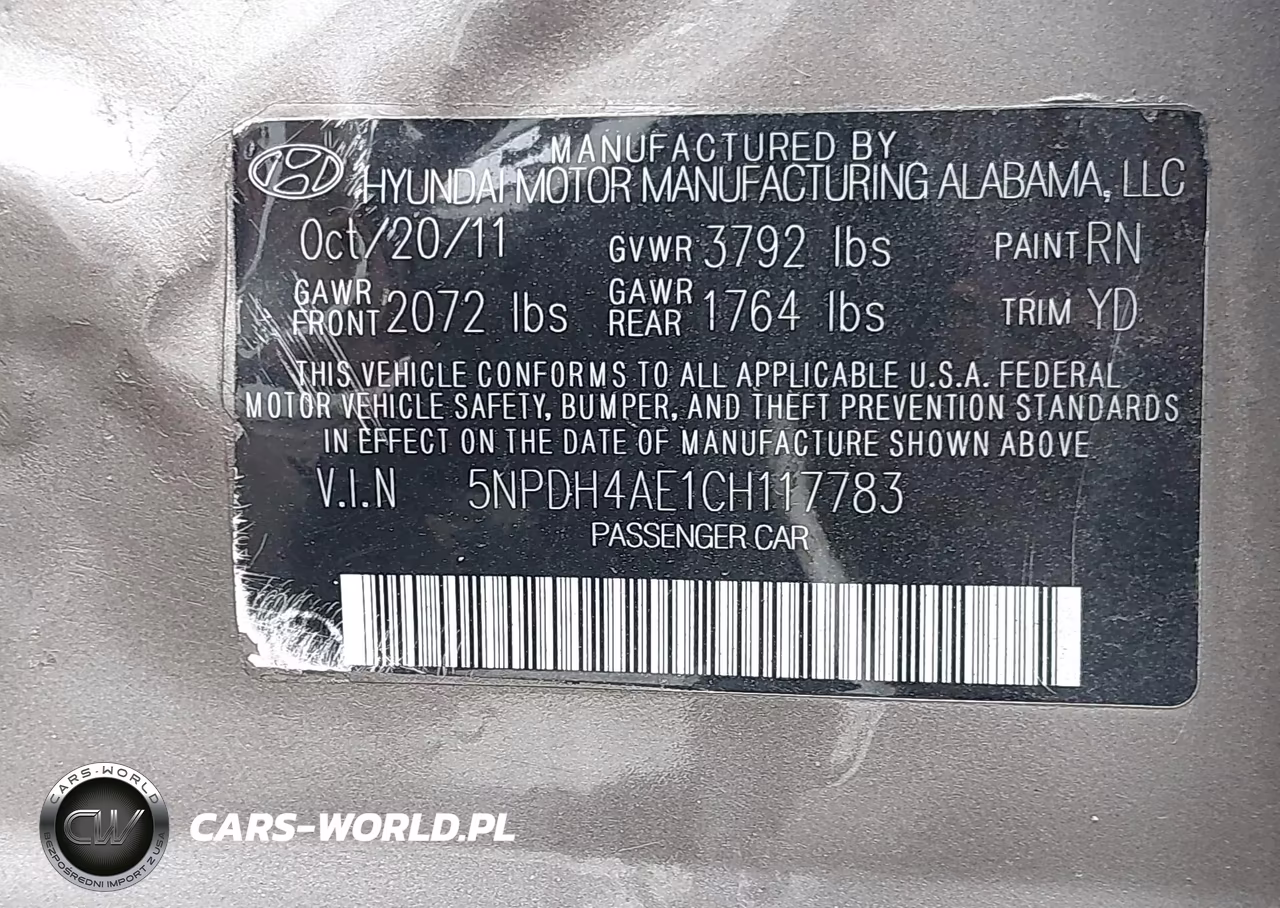 2012 Hyundai Elantra Gls VIN:5NPDH4AE1CH117783 - 9