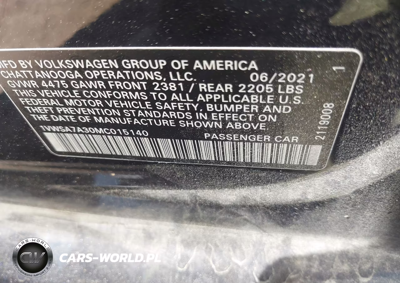2021 Volkswagen Passat 2.0T Se VIN:1VWSA7A30MC015140 - 9