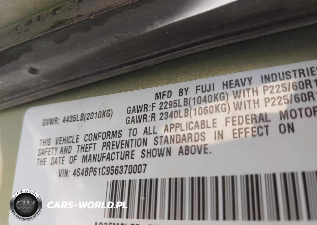 2005 Subaru Outback 2.5I VIN:4S4BP61C956370007 - 9