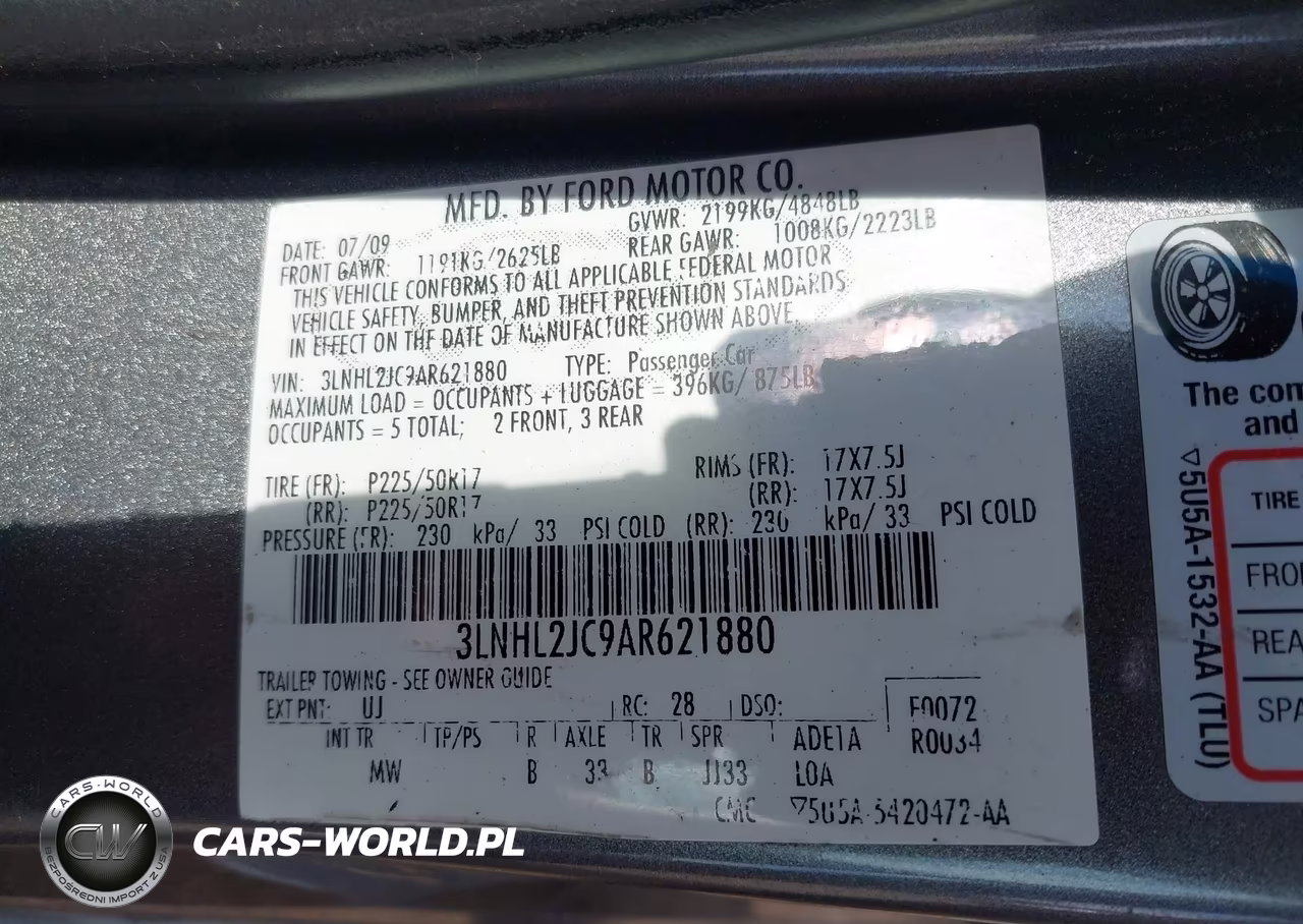 2010 Lincoln Mkz VIN:3LNHL2JC9AR621880 - 9