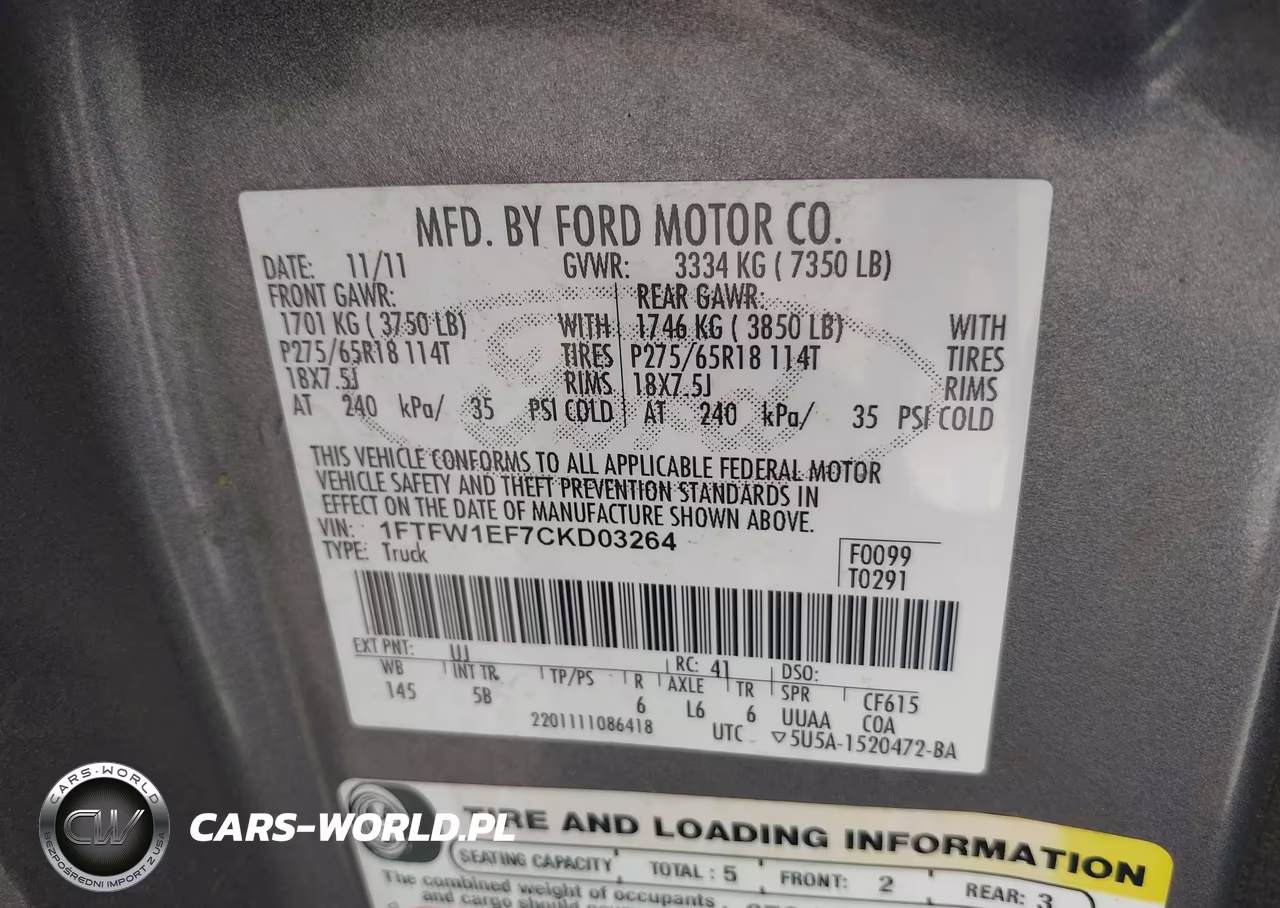 2012 Ford F-150 Fx4 VIN:1FTFW1EF7CKD03264 - 9