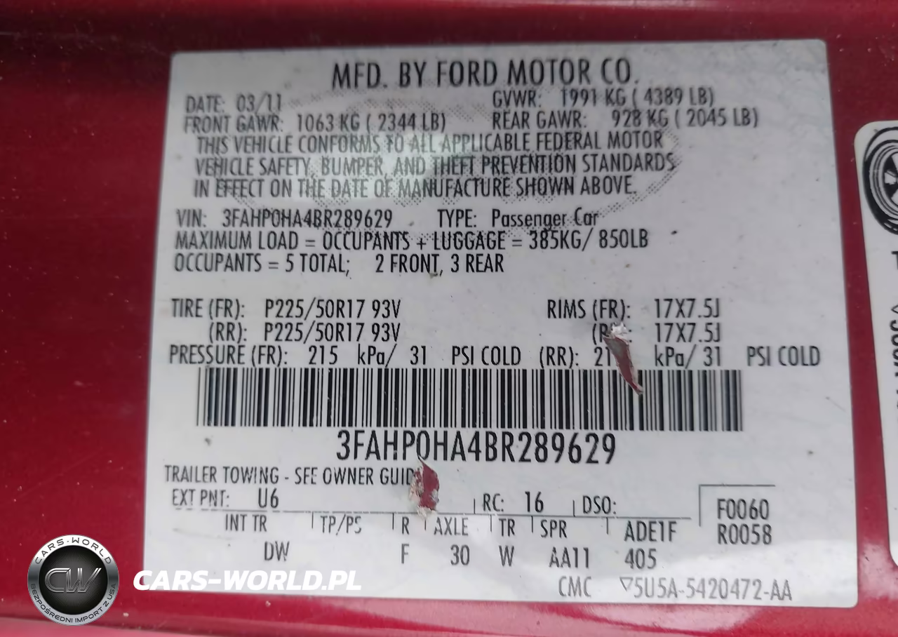 2011 Ford Fusion Se VIN:3FAHP0HA4BR289629 - 9