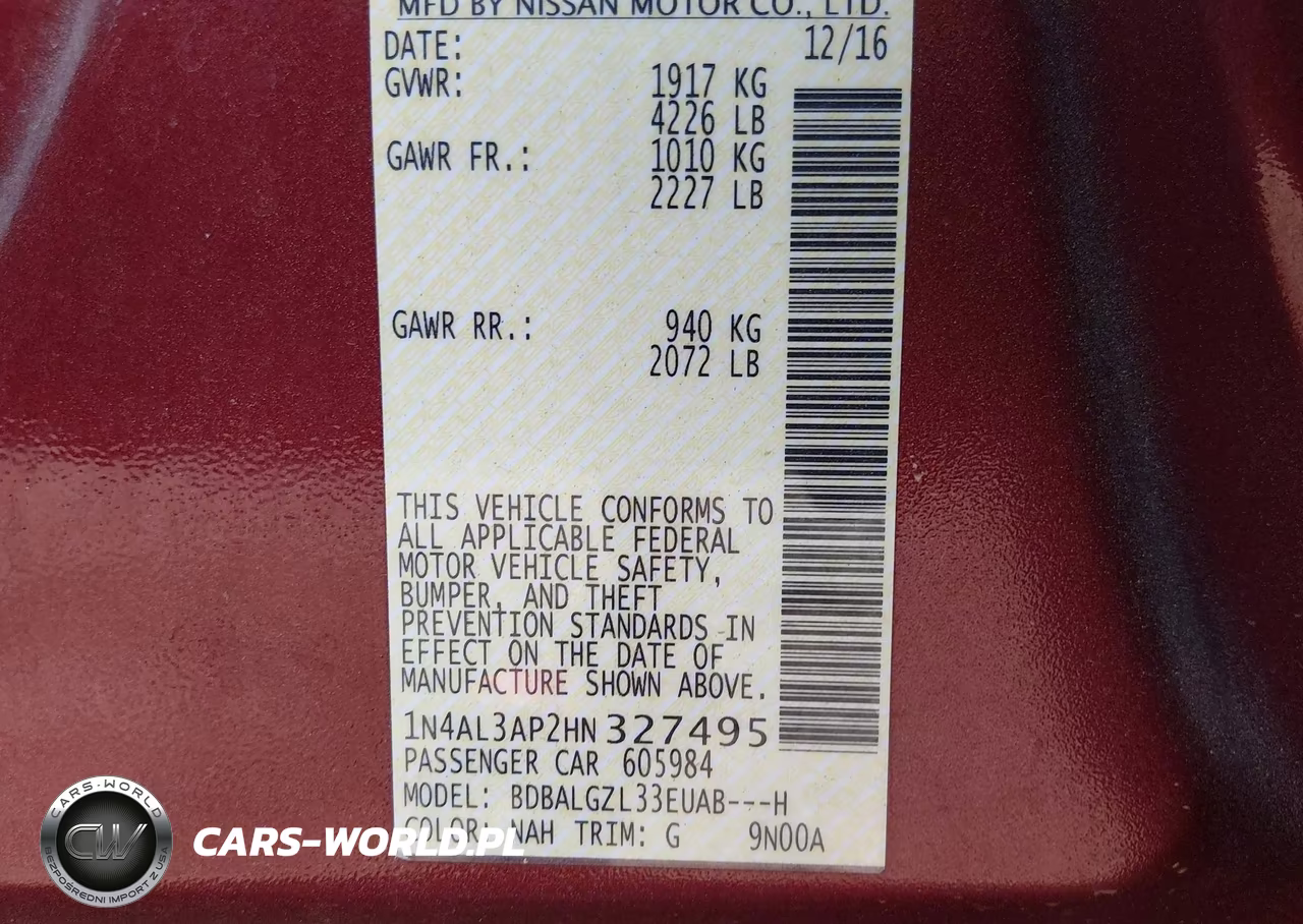 2017 Nissan Altima 2.5 S VIN:1N4AL3AP2HN327495 - 9