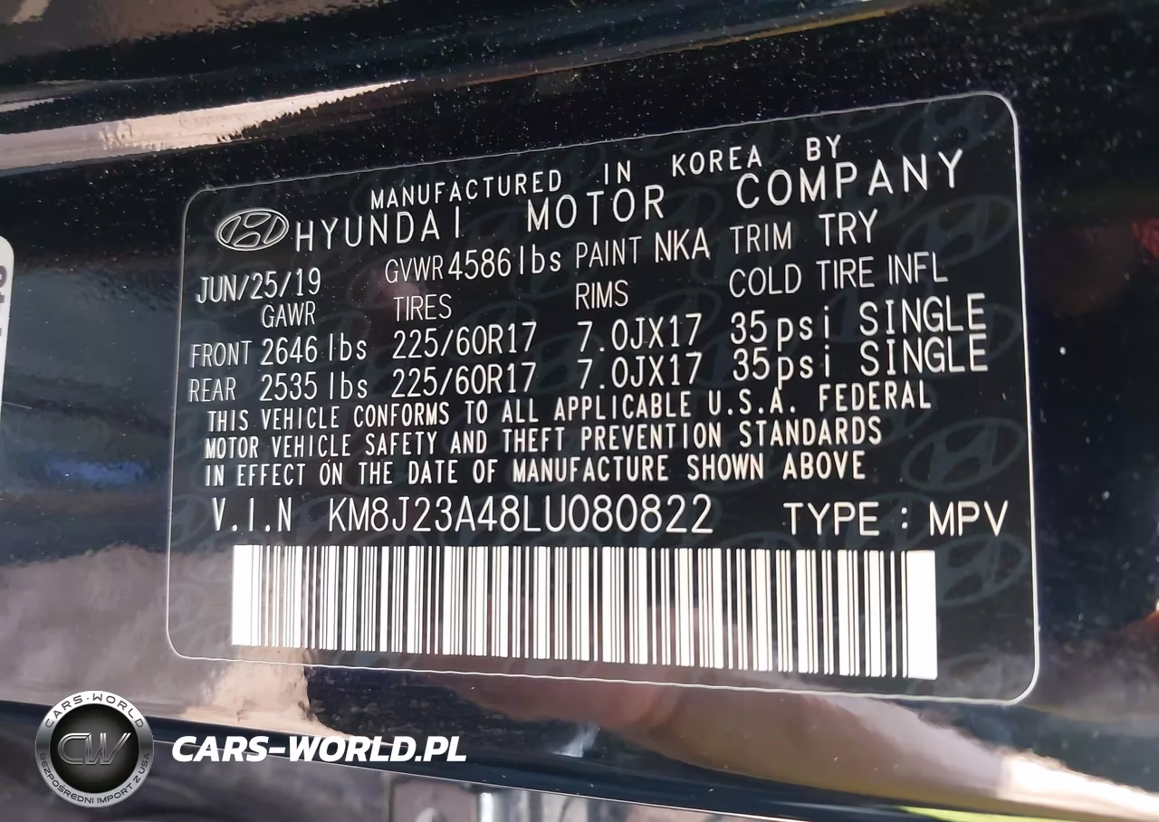 2020 Hyundai Tucson Se VIN:KM8J23A48LU080822 - 9