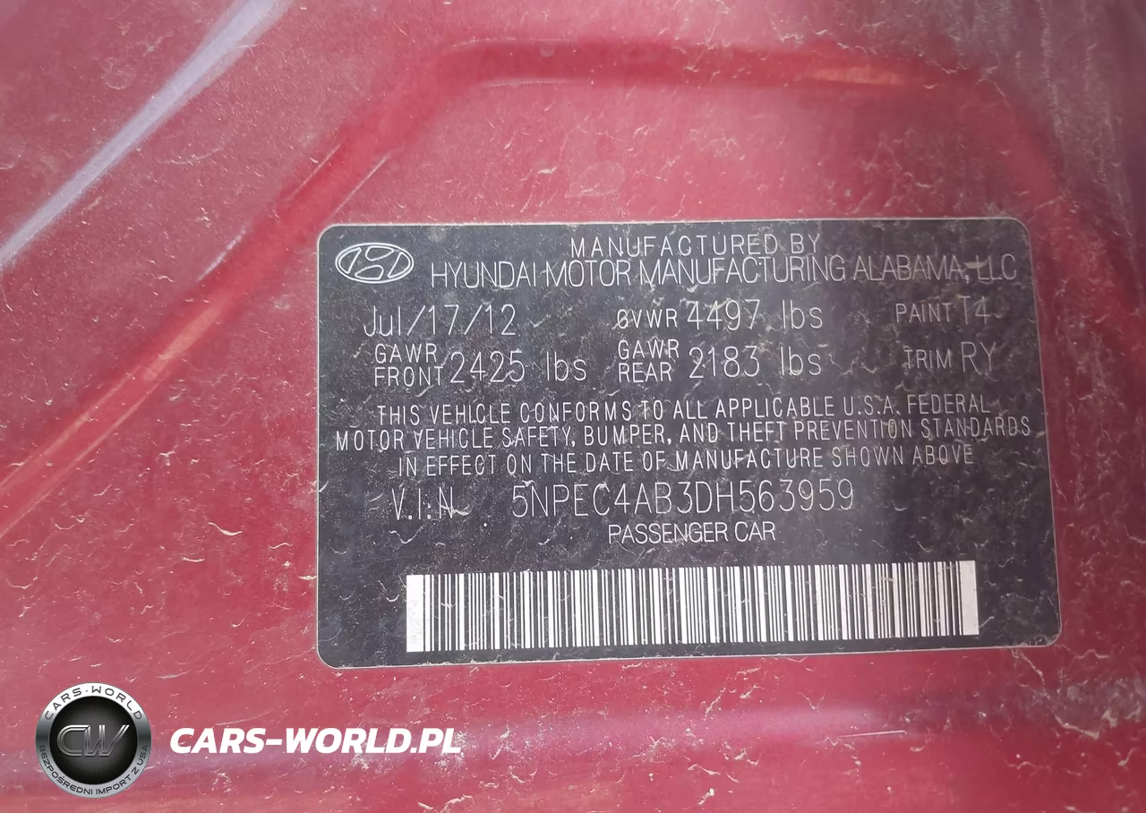 2013 Hyundai Sonata Se 2.0T VIN:5NPEC4AB3DH563959 - 9