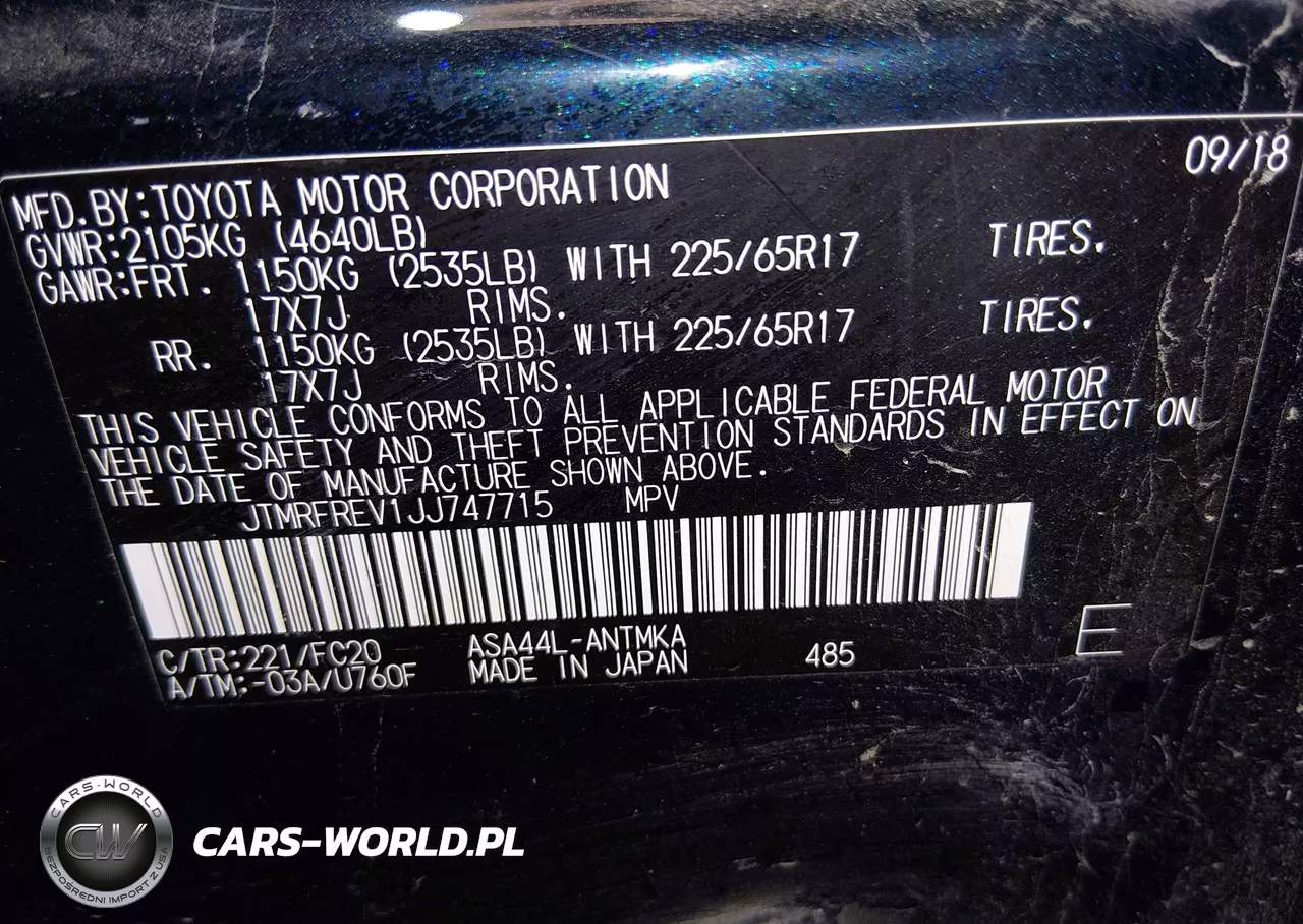 2018 Toyota Rav4 Xle VIN:JTMRFREV1JJ747715 - 9