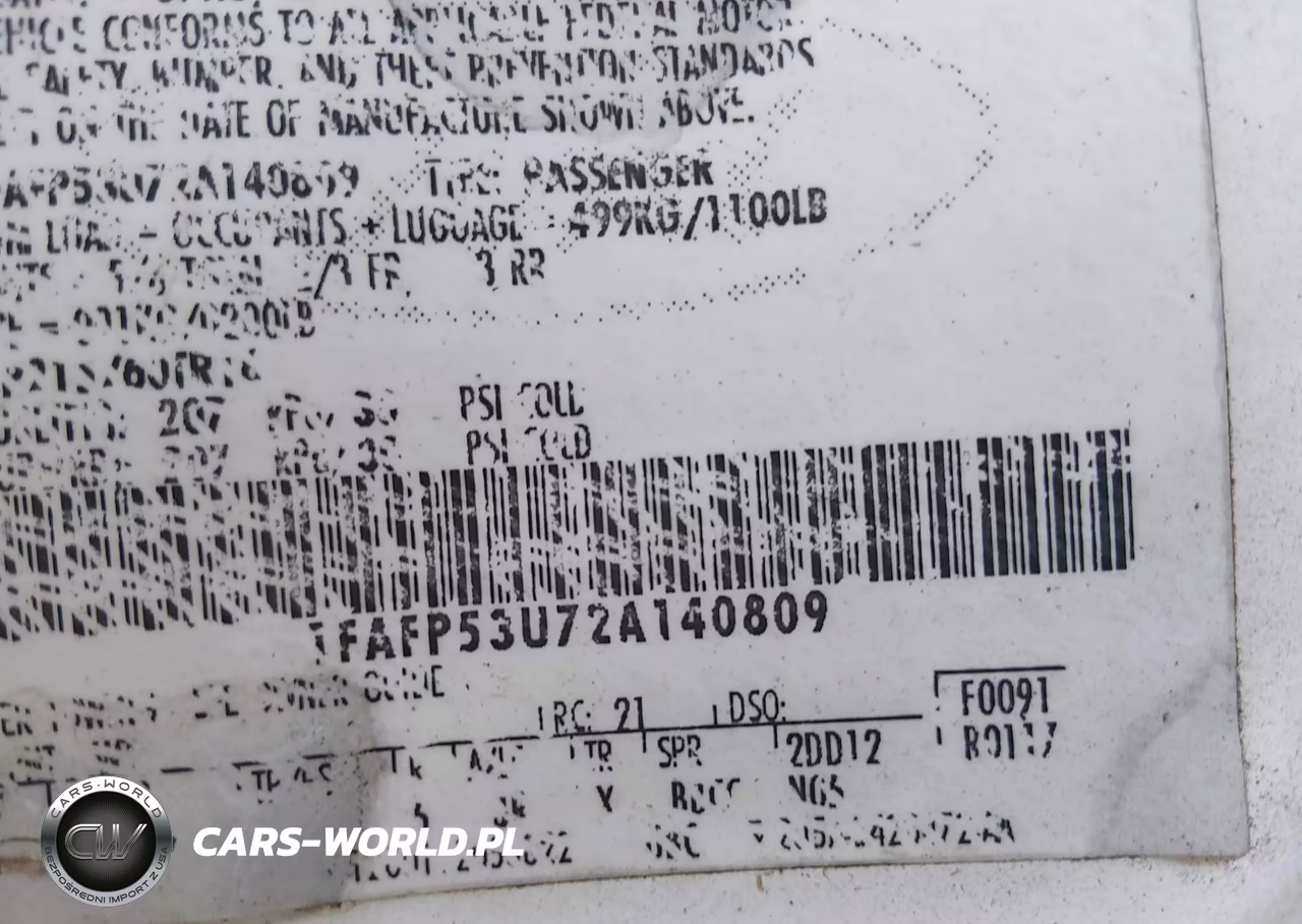 2002 Ford Taurus Se VIN:1FAFP53U72A140809 - 9
