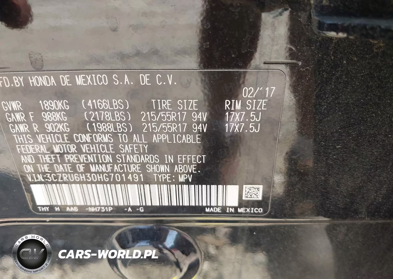 2017 Honda Hr-V Lx VIN:3CZRU6H30HG701491 - 9
