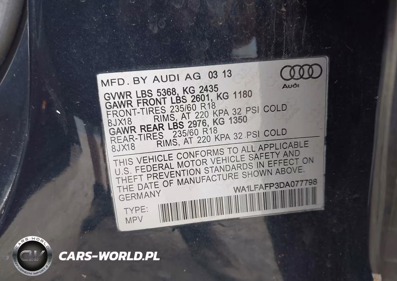 2013 Audi Q5 2.0T Premium VIN:WA1LFAFP3DA077798 - 9