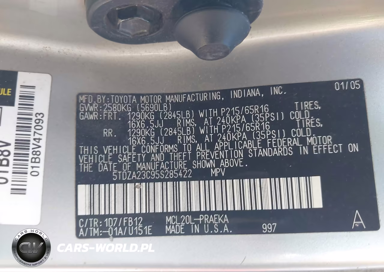 2005 Toyota Sienna Le VIN:5TDZA23C95S285422 - 9