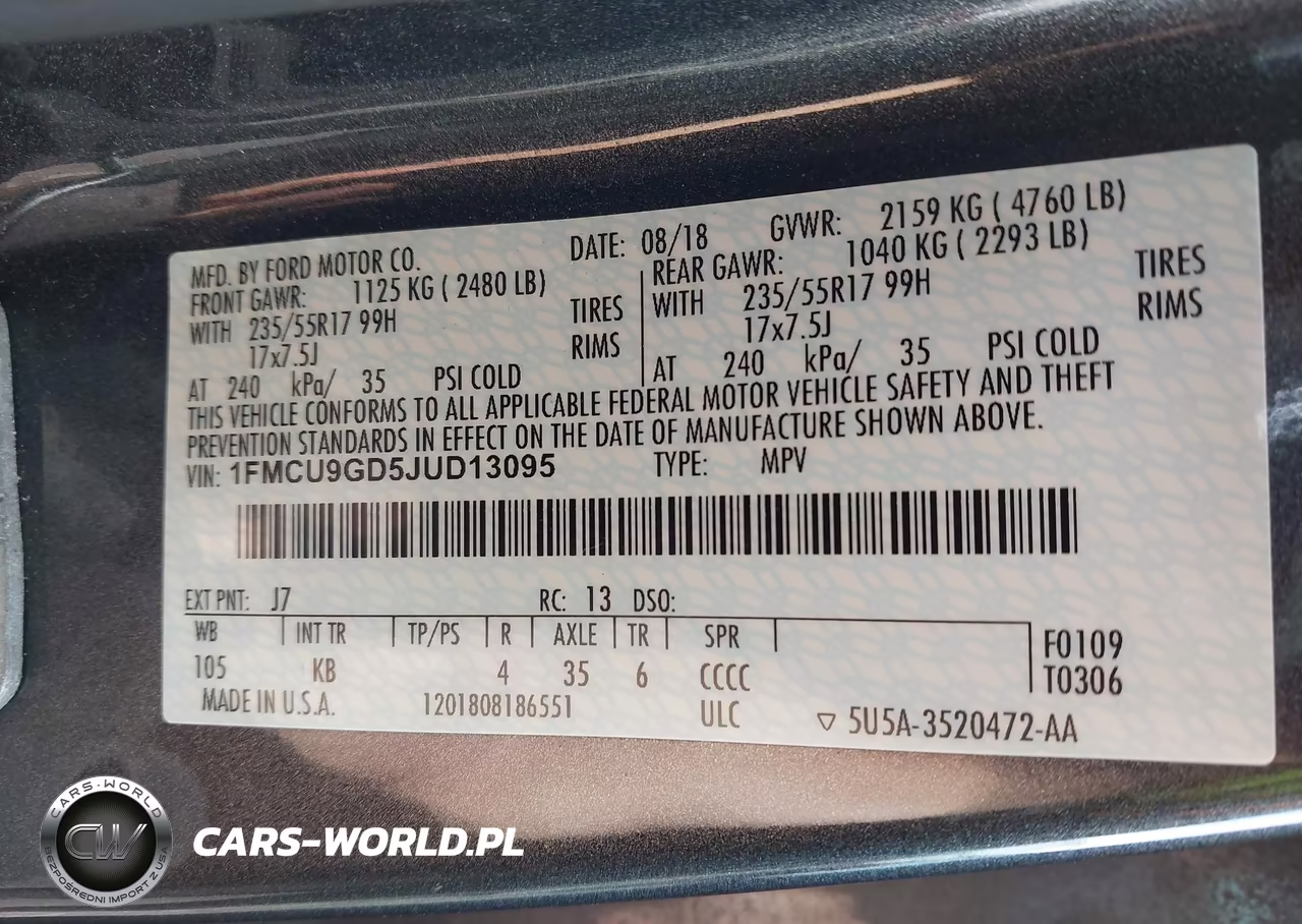 2018 Ford Escape Se VIN:1FMCU9GD5JUD13095 - 9