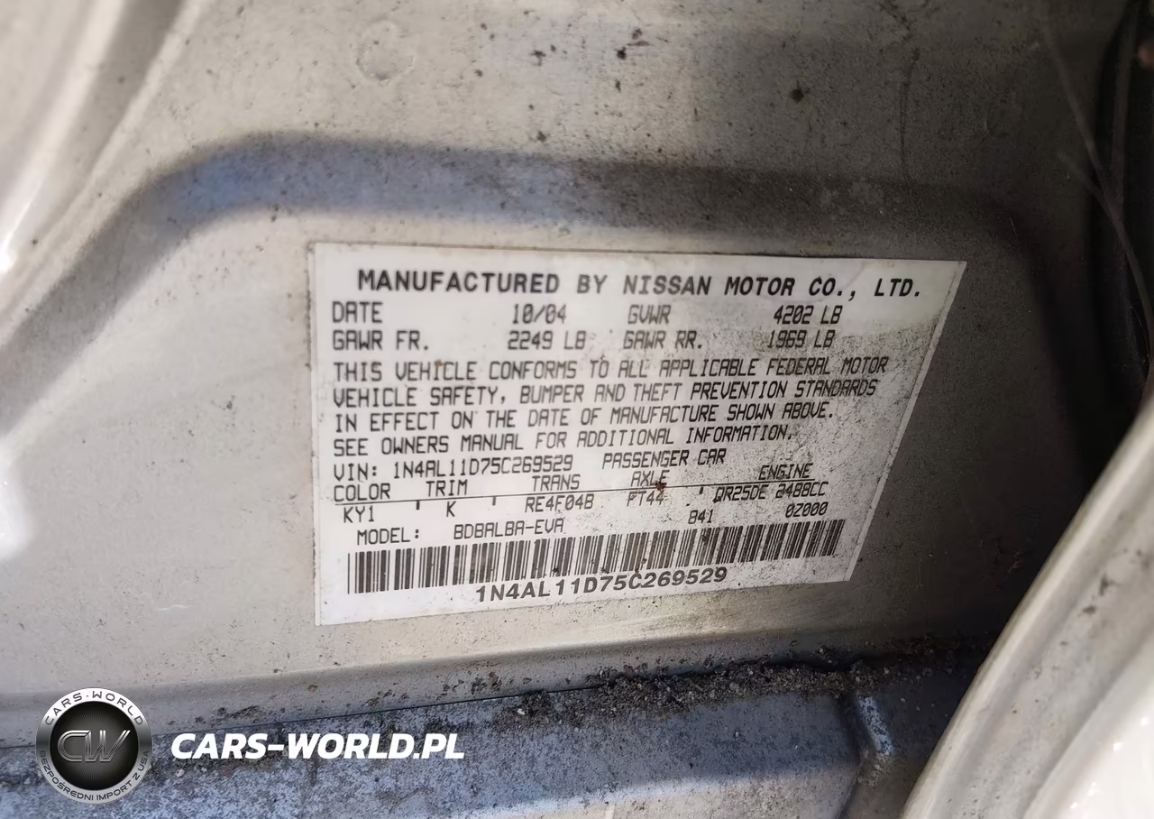 2005 Nissan Altima 2.5 S VIN:1N4AL11D75C269529 - 9