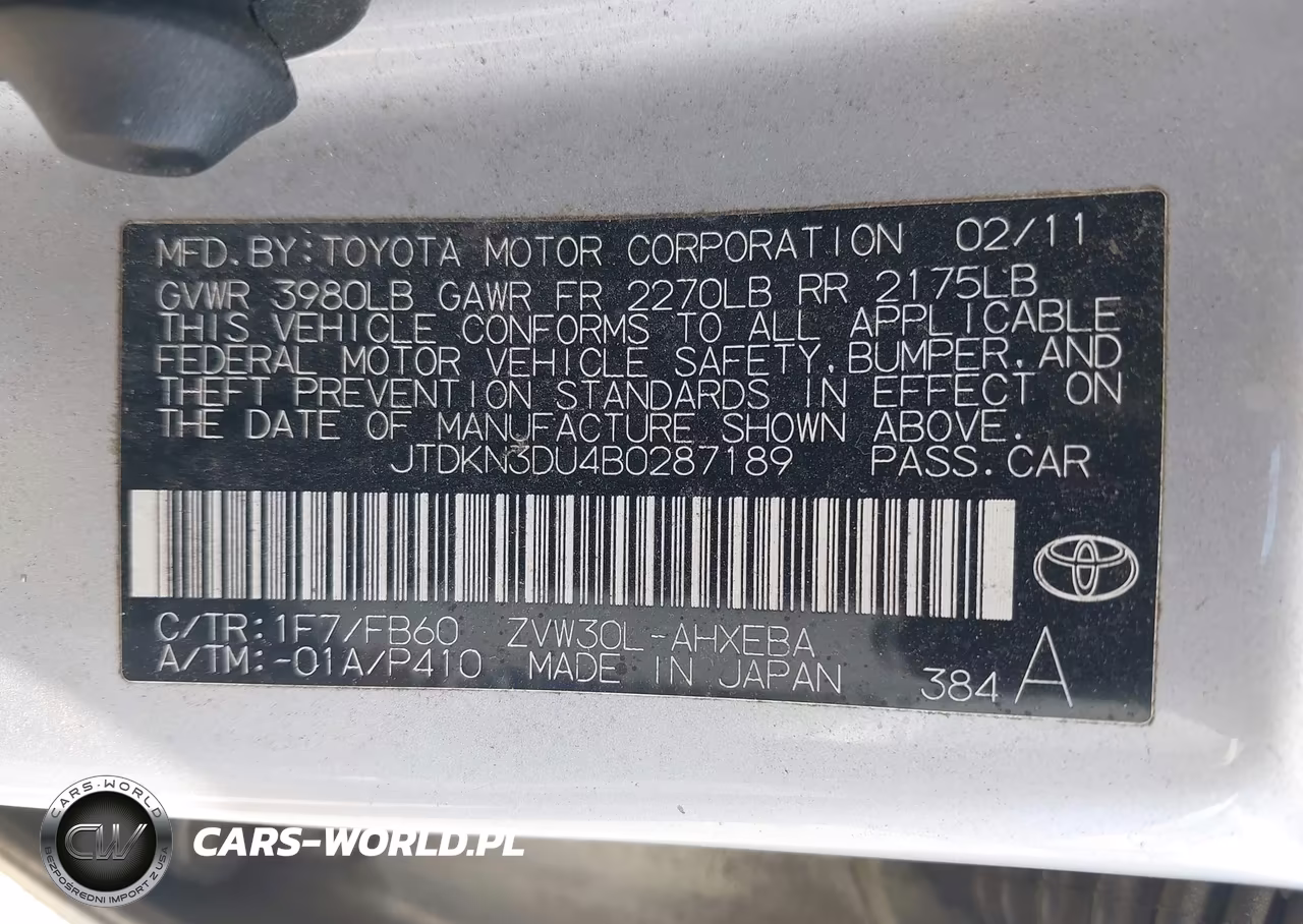 2011 Toyota Prius Two VIN:JTDKN3DU4B0287189 - 9