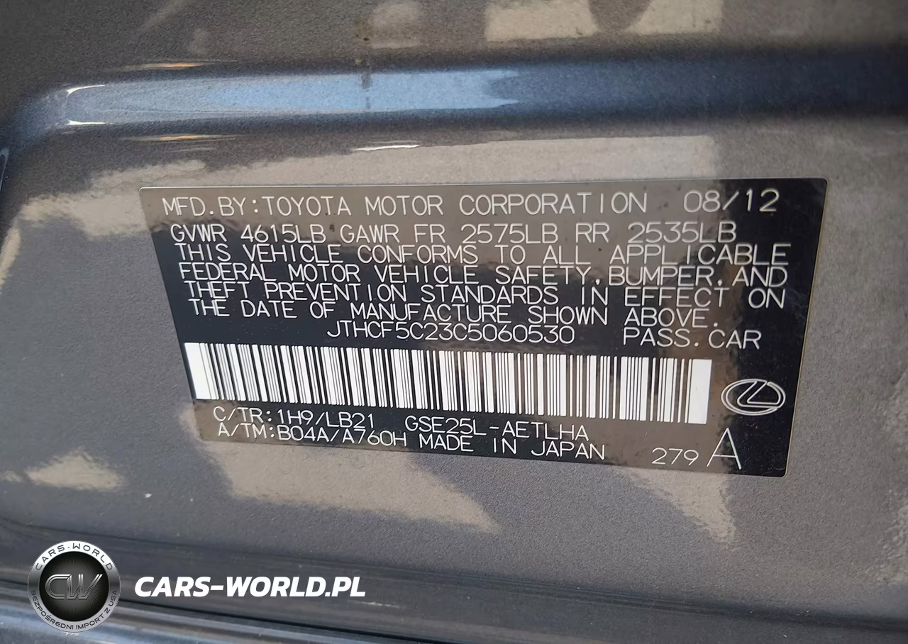 2012 Lexus Is 250 VIN:JTHCF5C23C5060530 - 9