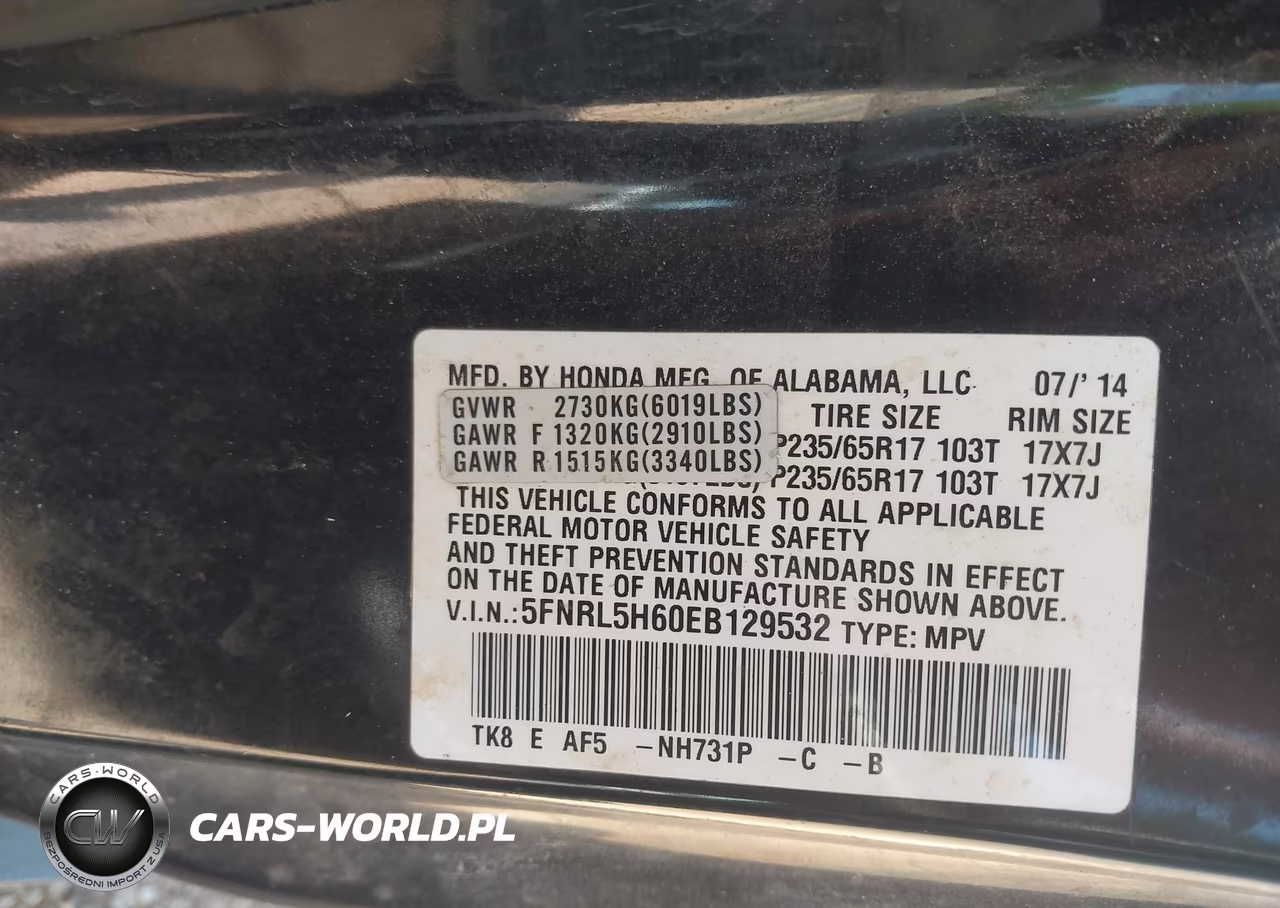2014 Honda Odyssey Ex-L VIN:5FNRL5H60EB129532 - 9