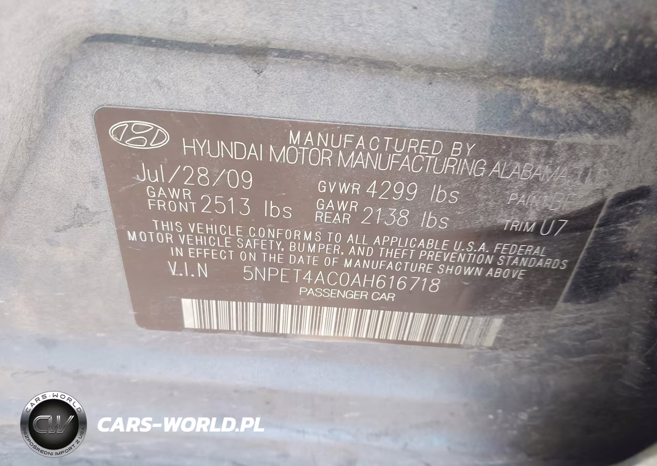 2010 Hyundai Sonata Gls VIN:5NPET4AC0AH616718 - 9