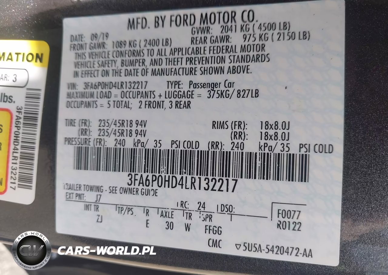 2020 Ford Fusion Se VIN:3FA6P0HD4LR132217 - 9