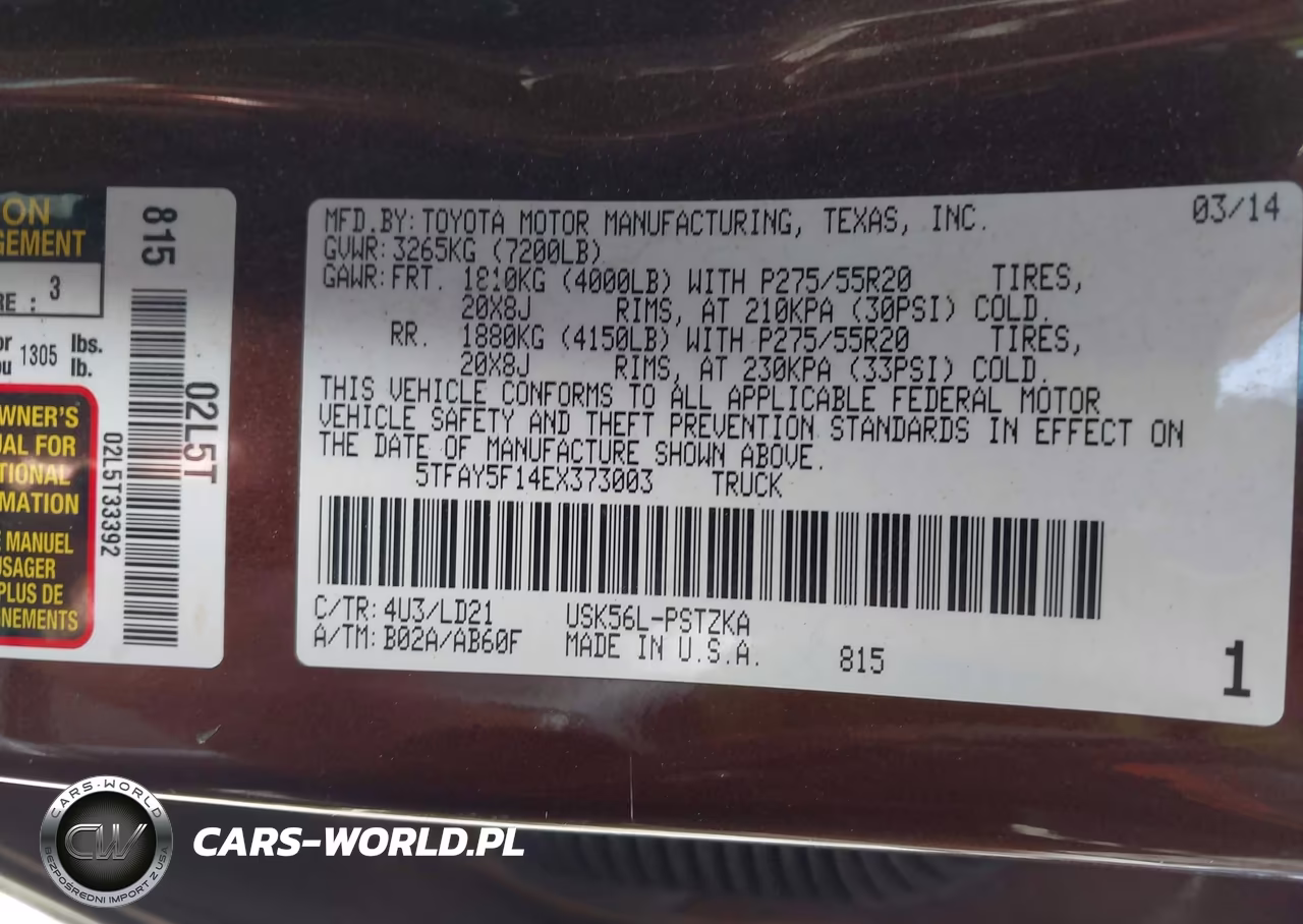 2014 Toyota Tundra 1794 5.7L V8 VIN:5TFAY5F14EX373003 - 9