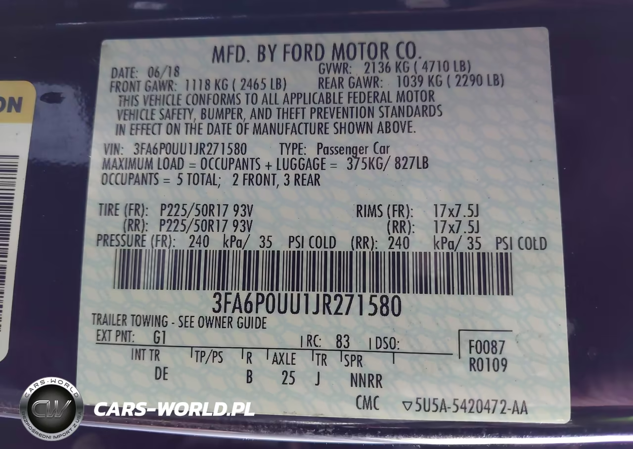2018 Ford Fusion Hybrid S VIN:3FA6P0UU1JR271580 - 9