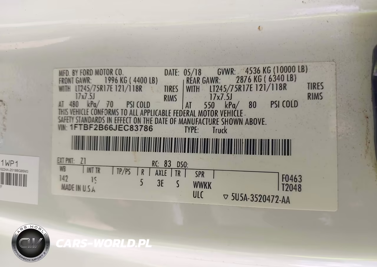 2018 Ford F-250 Xl VIN:1FTBF2B66JEC83786 - 9