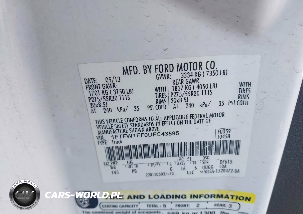 2013 Ford F-150 Platinum VIN:1FTFW1EF0DFC43595 - 9