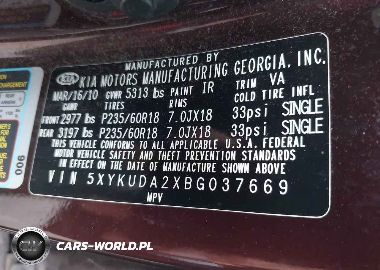 2011 Kia Sorento Ex V6 VIN:5XYKUDA2XBG037669 - 9