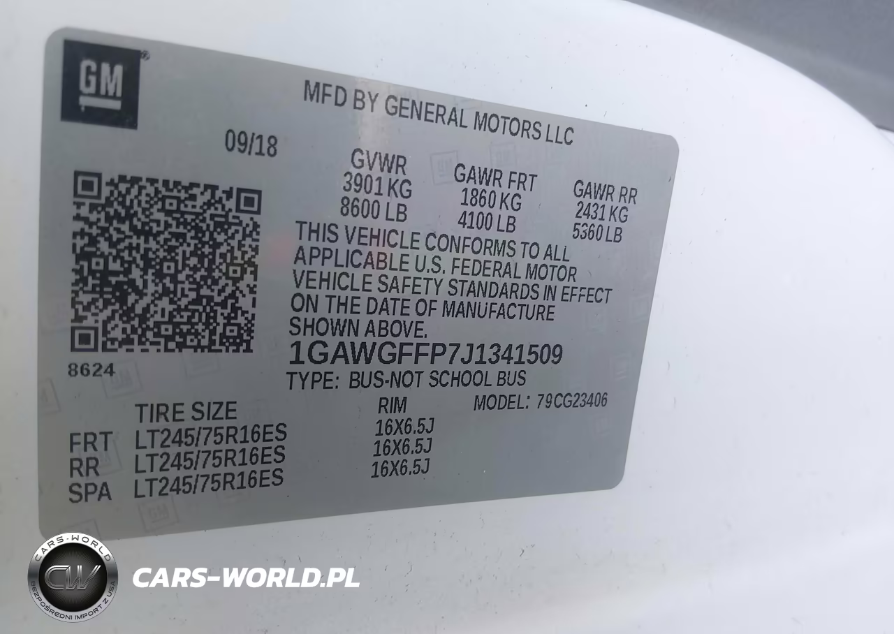 2018 Chevrolet Express 2500 Lt VIN:1GAWGFFP7J1341509 - 9