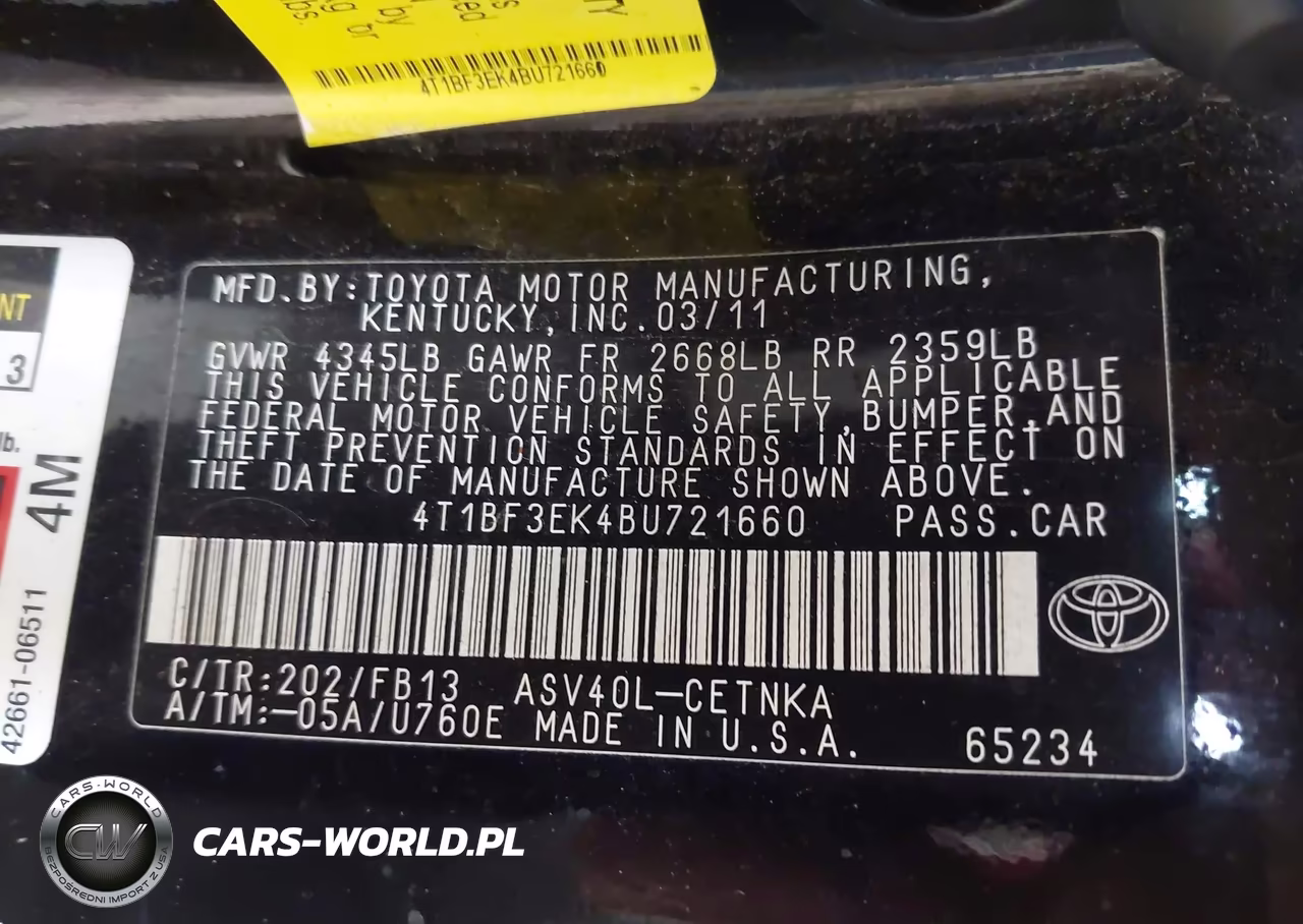 2011 Toyota Camry VIN:4T1BF3EK4BU721660 - 9