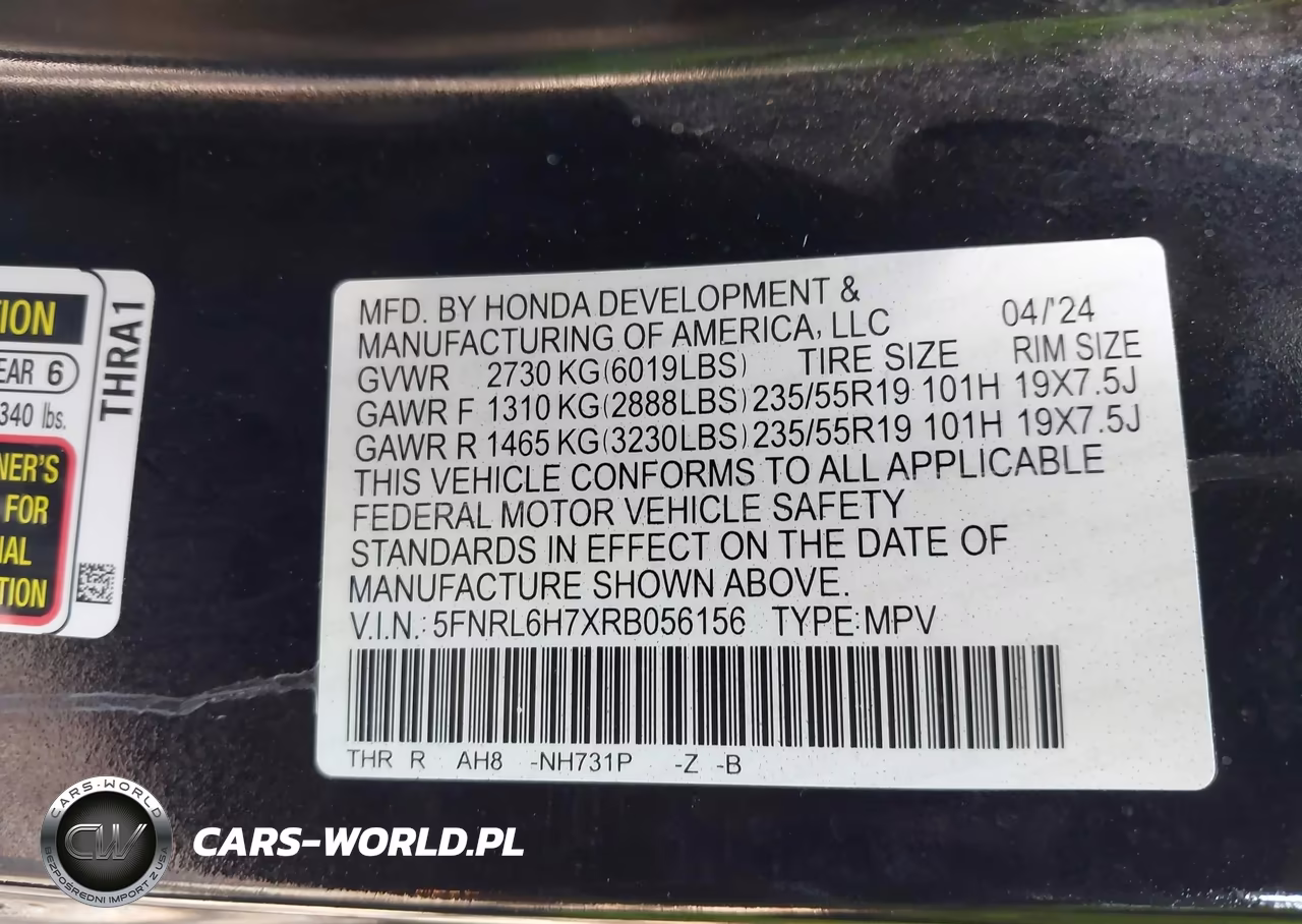 2024 Honda Odyssey Sport VIN:5FNRL6H7XRB056156 - 9