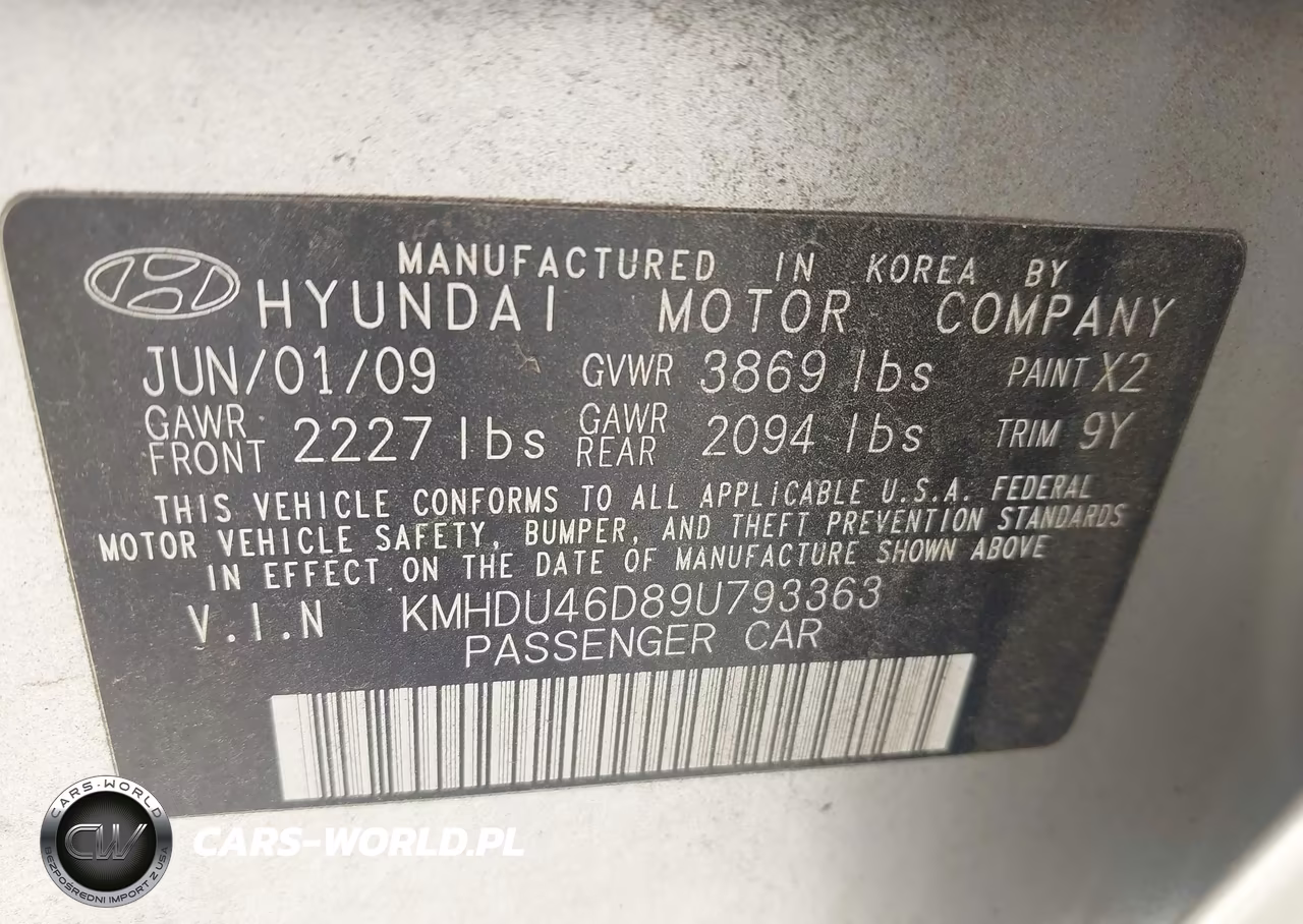 2009 Hyundai Elantra Gls VIN:KMHDU46D89U793363 - 9