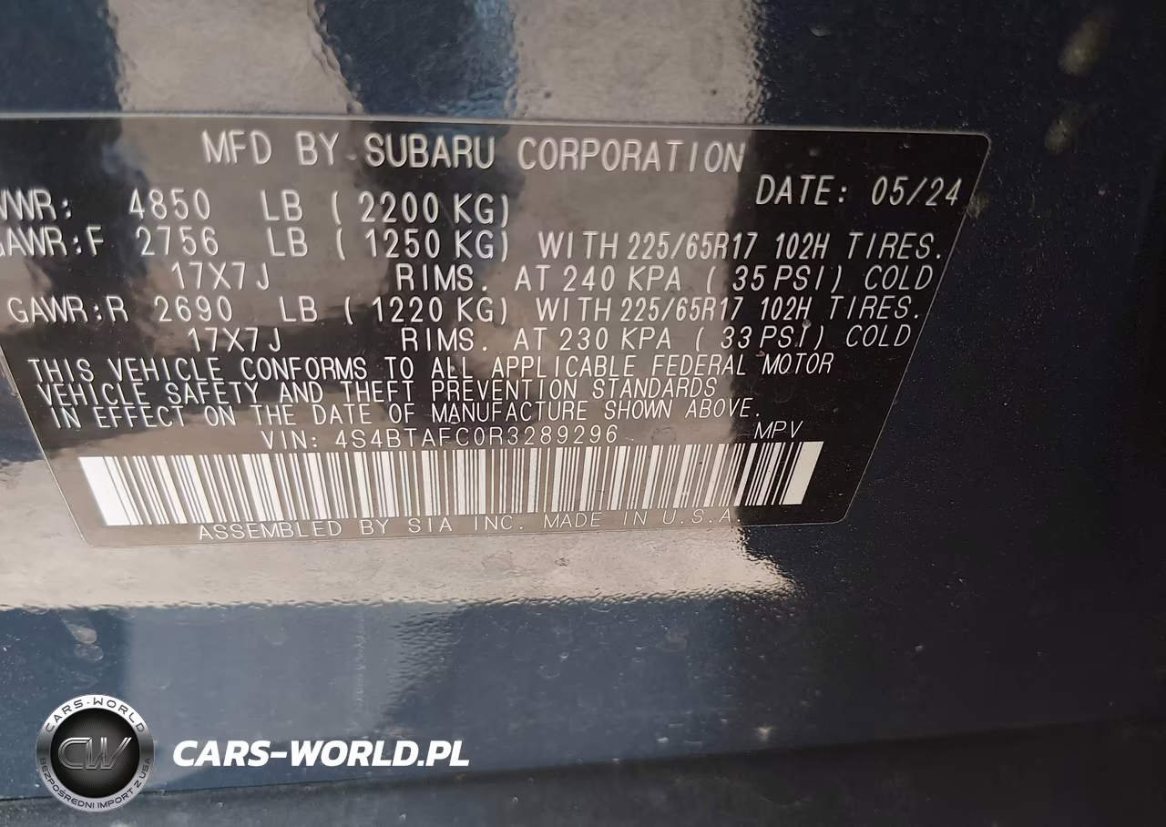 2024 Subaru Outback Premium VIN:4S4BTAFC0R3289296 - 9