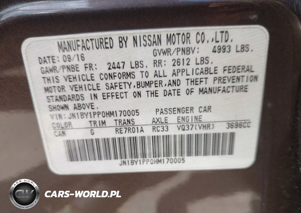 2017 Infiniti Q70L 3.7 VIN:JN1BY1PP0HM170005 - 9