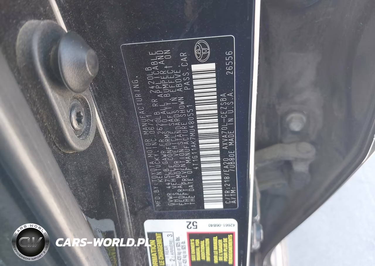 2021 Toyota Camry Se VIN:4T1G11AK7MU480551 - 9