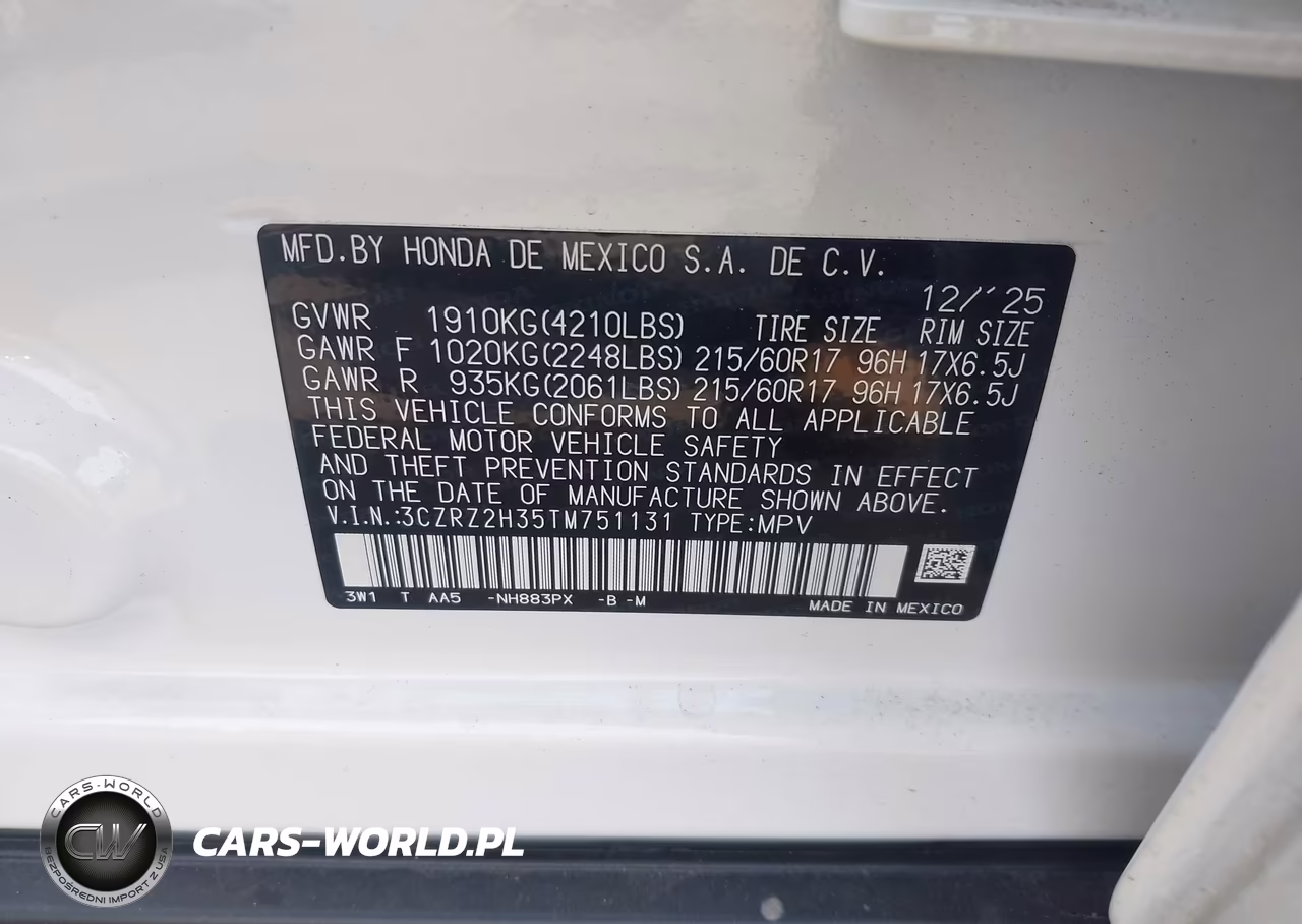 2026 Honda Hr-V Awd Lx VIN:3CZRZ2H35TM751131 - 9