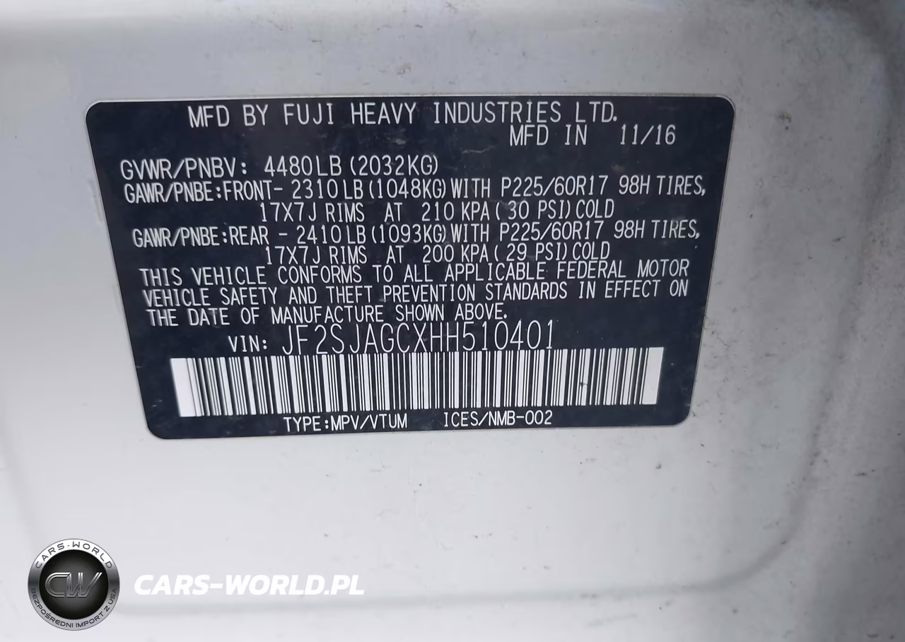2017 Subaru Forester 2.5I Premium VIN:JF2SJAGCXHH510401 - 9