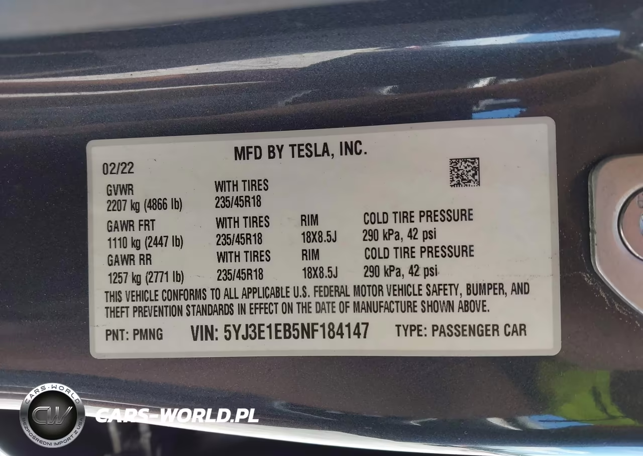 2022 Tesla Model 3 Long Range Dual Motor All-Wheel Drive VIN:5YJ3E1EB5NF184147 - 9