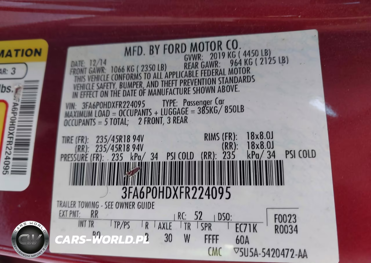2015 Ford Fusion Se VIN:3FA6P0HDXFR224095 - 9