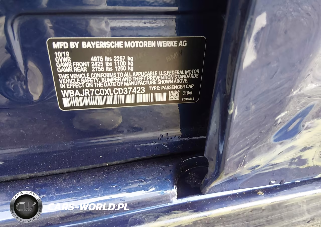 2020 BMW 530I xDrive VIN:WBAJR7C0XLCD37423 - 9