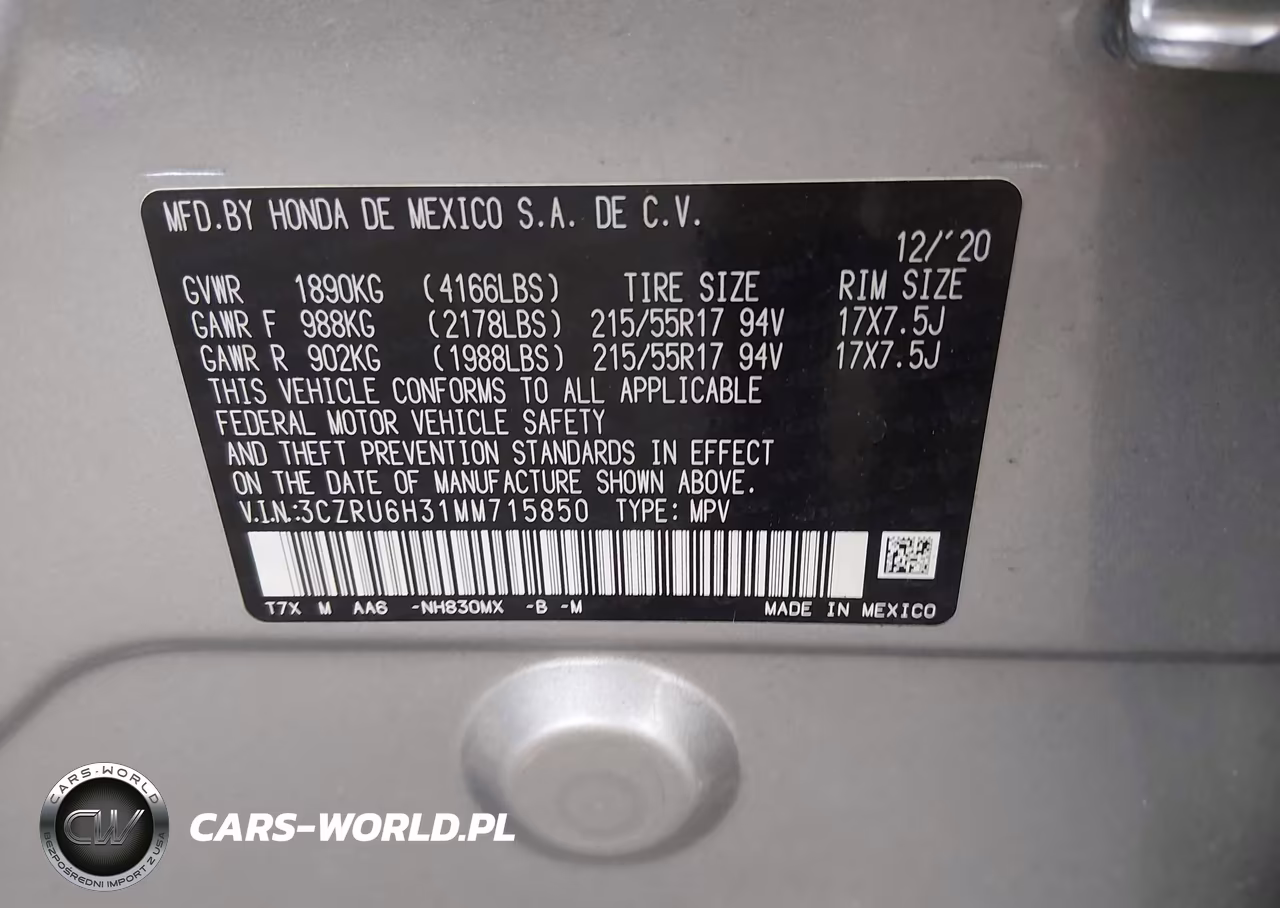 2021 Honda Hr-V Awd Lx VIN:3CZRU6H31MM715850 - 9