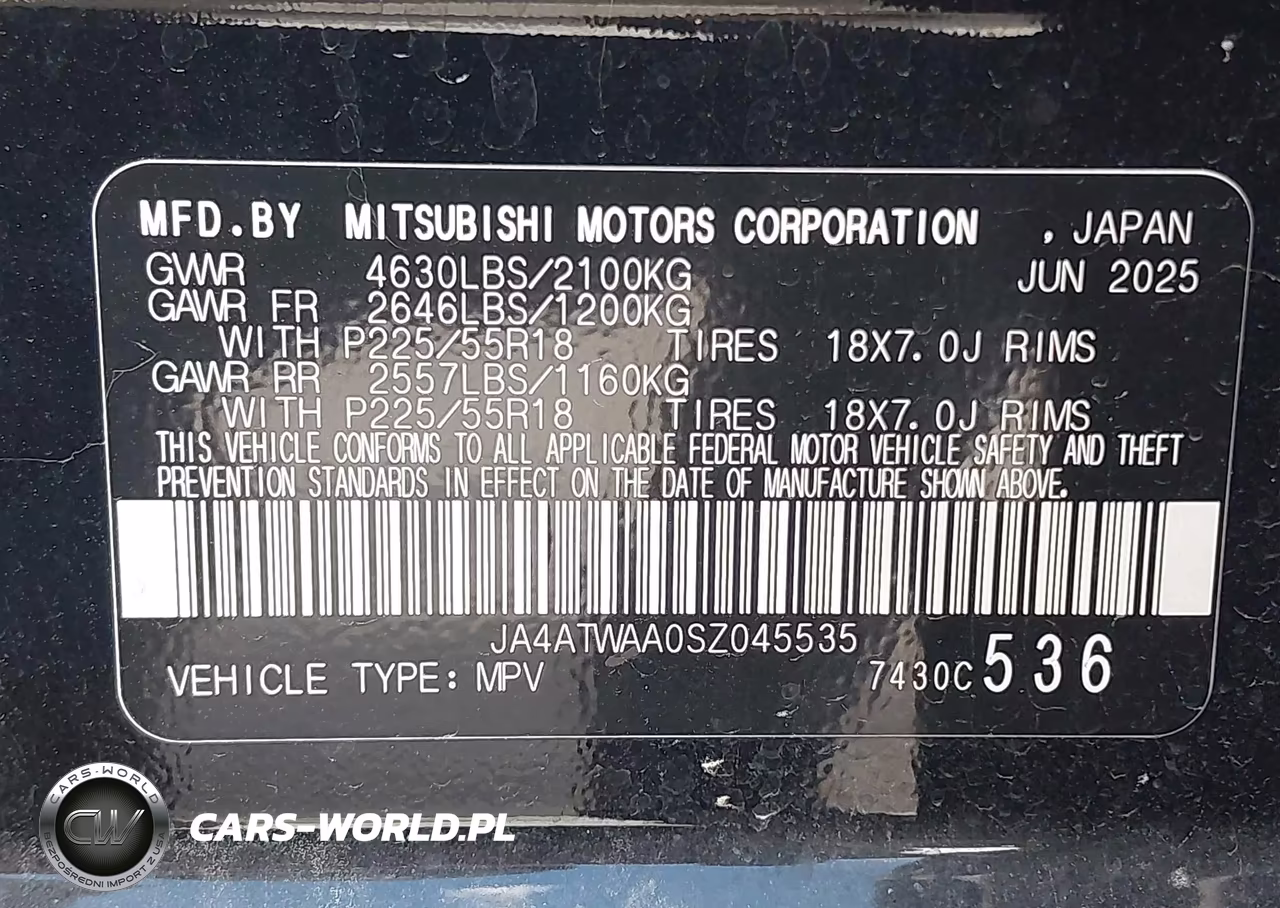 2025 Mitsubishi Eclipse Cross Black Edition S-Awc-Se S-Awc-Sel S-Awc VIN:JA4ATWAA0SZ045535 - 9
