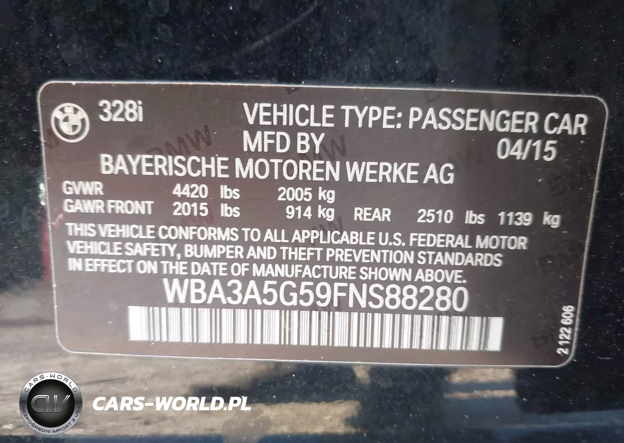 2015 BMW 3 Series 328I VIN:WBA3A5G59FNS88280 - 9