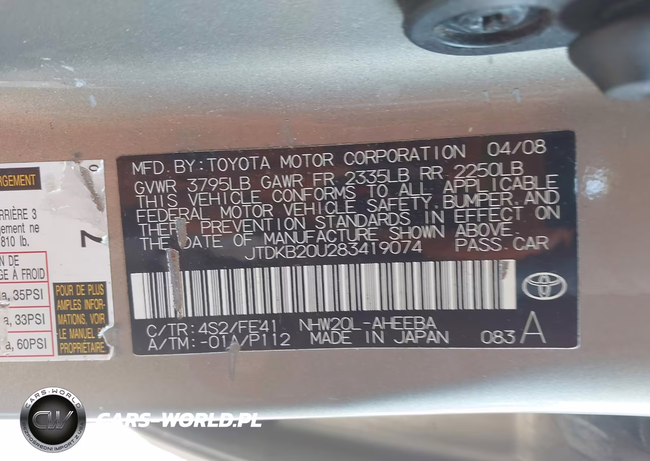 2008 Toyota Prius VIN:JTDKB20U283419074 - 9