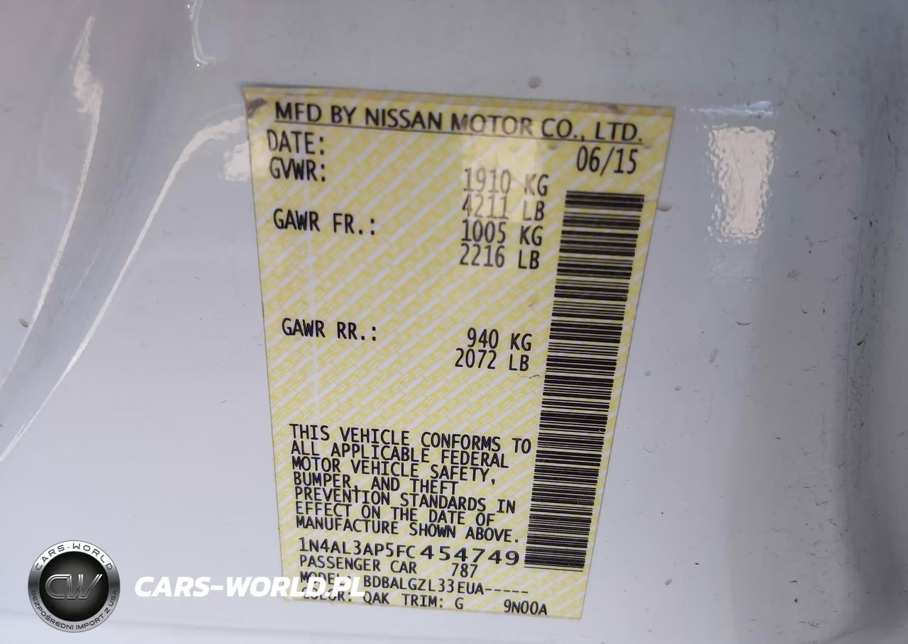 2015 Nissan Altima 2.5-2.5 S-2.5 Sl-2.5 Sv VIN:1N4AL3AP5FC454749 - 9