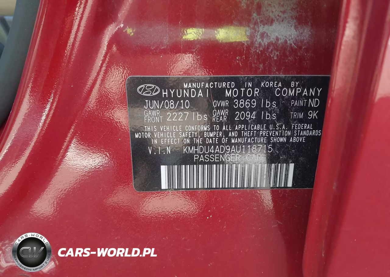 2010 Hyundai Elantra Gls VIN:KMHDU4AD9AU118715 - 9