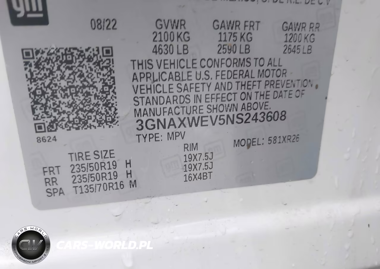 2022 Chevrolet Equinox Awd Rs VIN:3GNAXWEV5NS243608 - 9