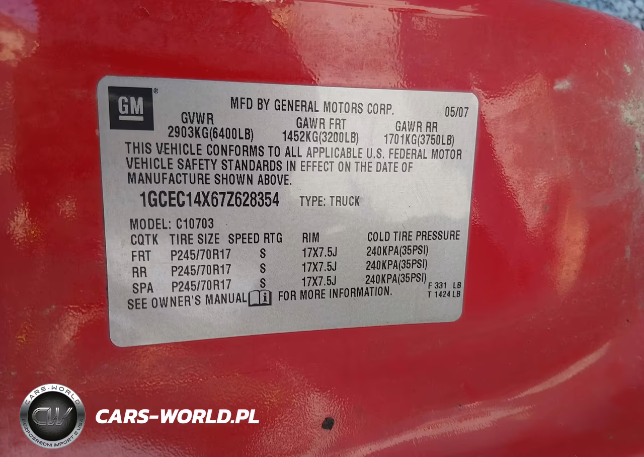 2007 Chevrolet Silverado 1500 Work Truck VIN:1GCEC14X67Z628354 - 9