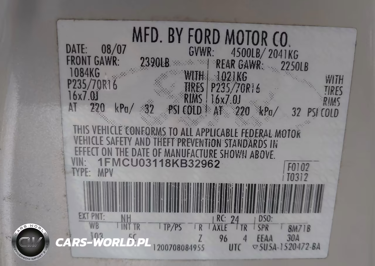 2008 Ford Escape Xlt VIN:1FMCU03118KB32962 - 9