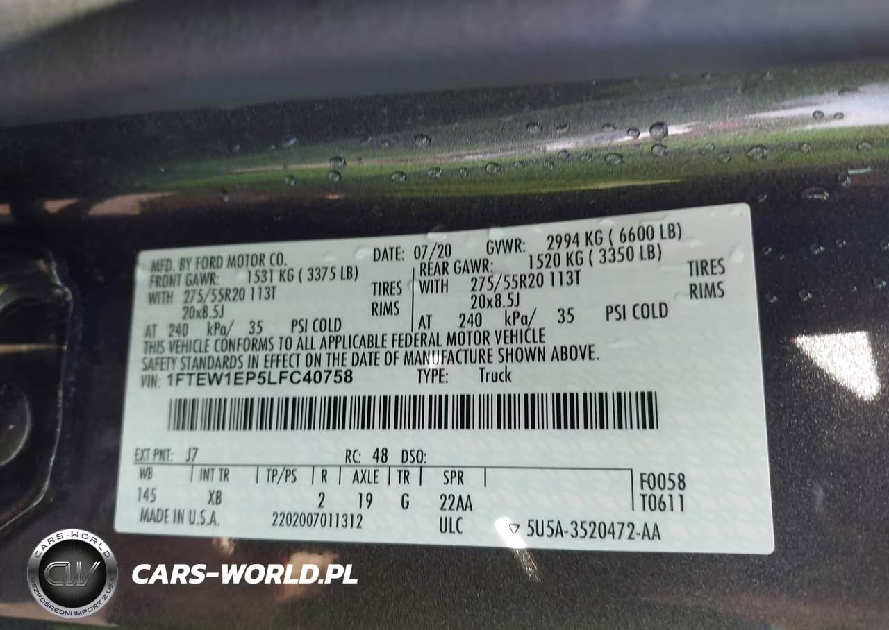 2020 Ford F-150 Xlt VIN:1FTEW1EP5LFC40758 - 9