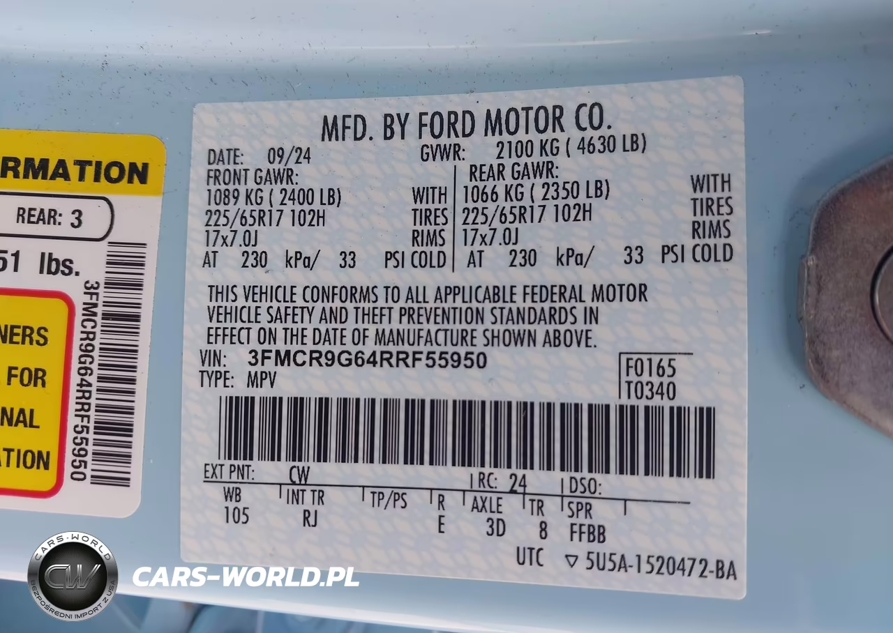 2024 Ford Bronco Sport Heritage VIN:3FMCR9G64RRF55950 - 9