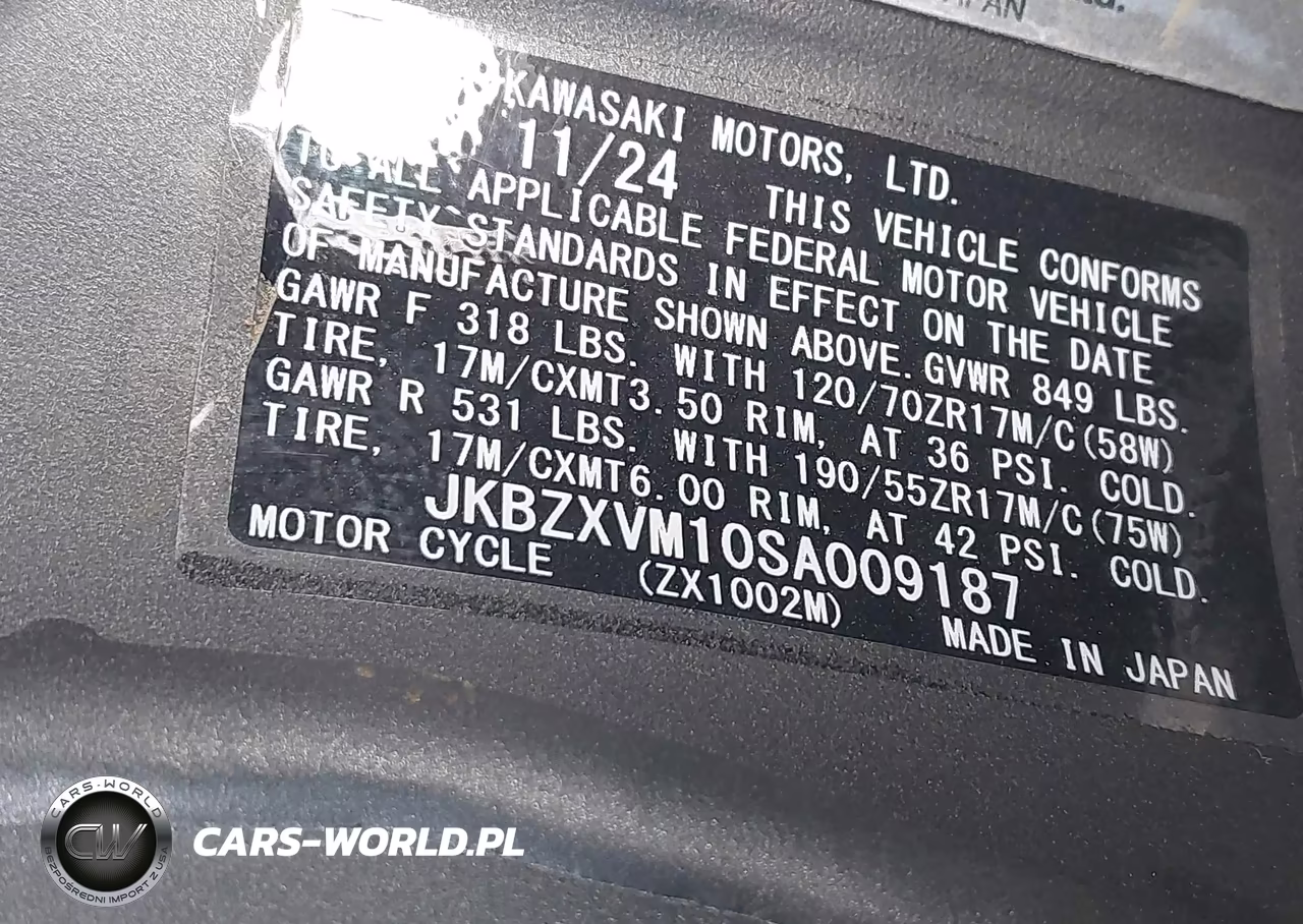 2025 Kawasaki Zx1002 M VIN:JKBZXVM10SA009187 - 10